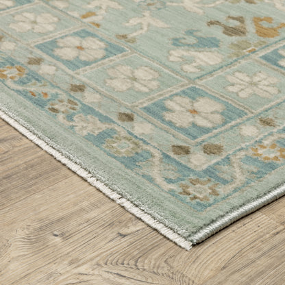 Maeve Floral Blue/ Grey Geometric Cut Pile Rug