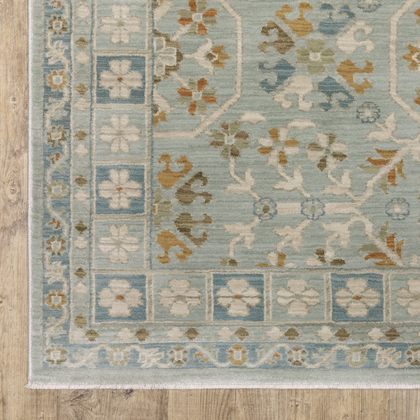 Maeve Floral Blue/ Grey Geometric Cut Pile Rug
