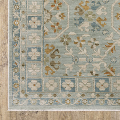 Maeve Floral Blue/ Grey Geometric Cut Pile Rug