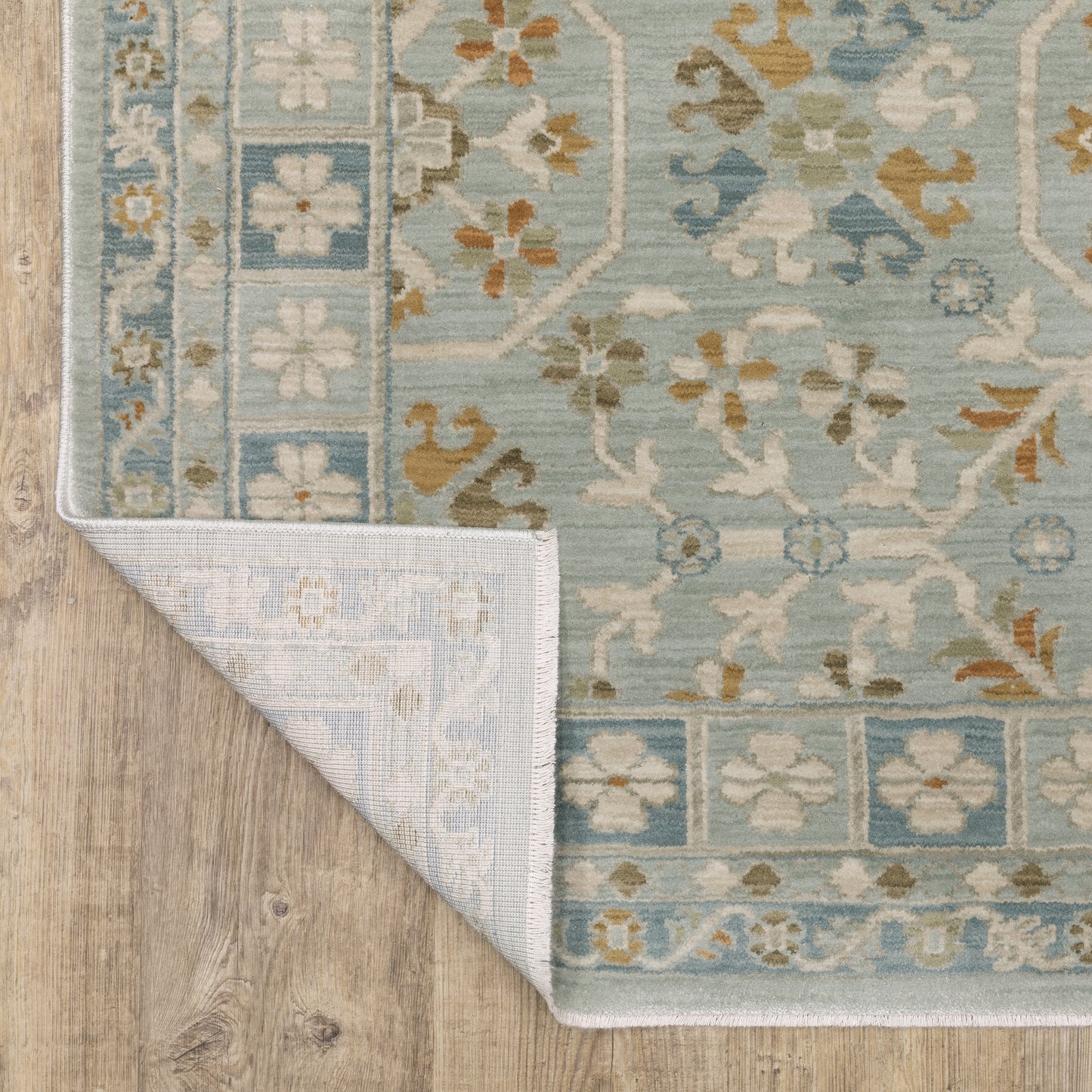 Maeve Floral Blue/ Grey Geometric Cut Pile Rug