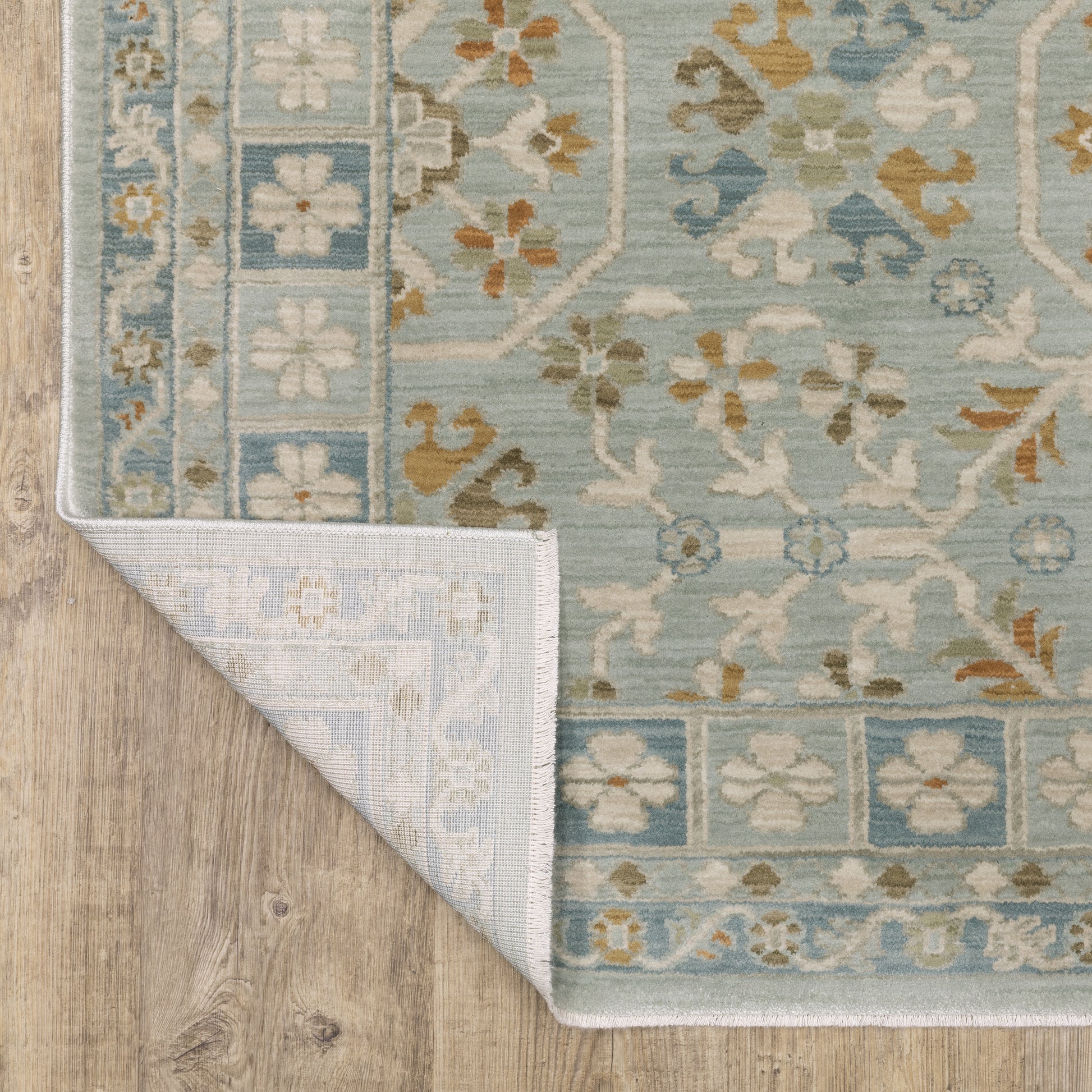 Maeve Floral Blue/ Grey Geometric Cut Pile Rug
