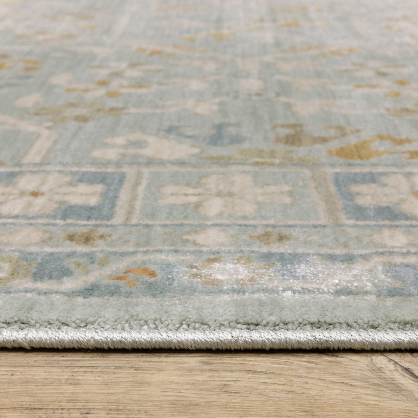Maeve Floral Blue/ Grey Geometric Cut Pile Rug