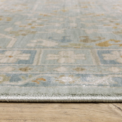 Maeve Floral Blue/ Grey Geometric Cut Pile Rug