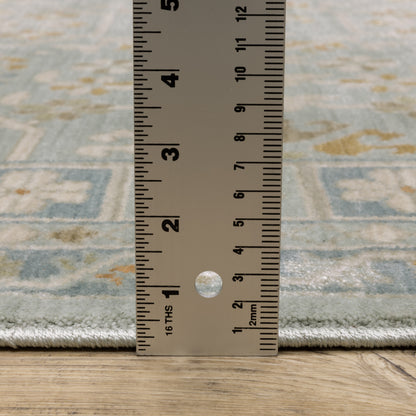 Maeve Floral Blue/ Grey Geometric Cut Pile Rug