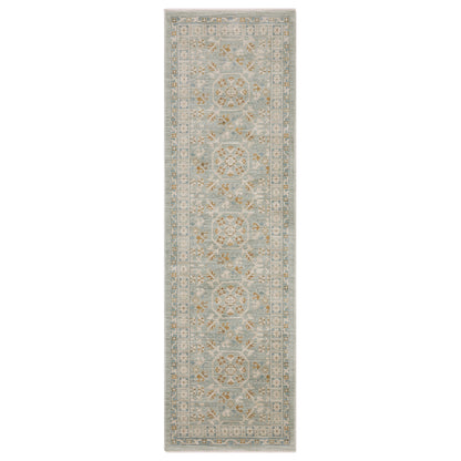Maeve Mae14 Blue/ Grey Floral Geometric Rug