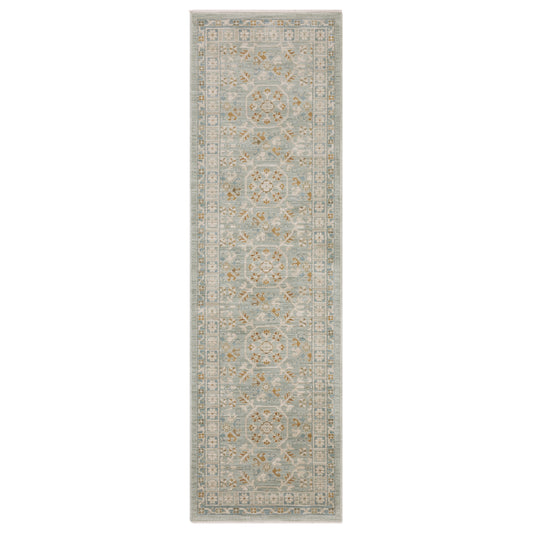 Maeve Mae14 Blue/ Grey Floral Geometric Rug