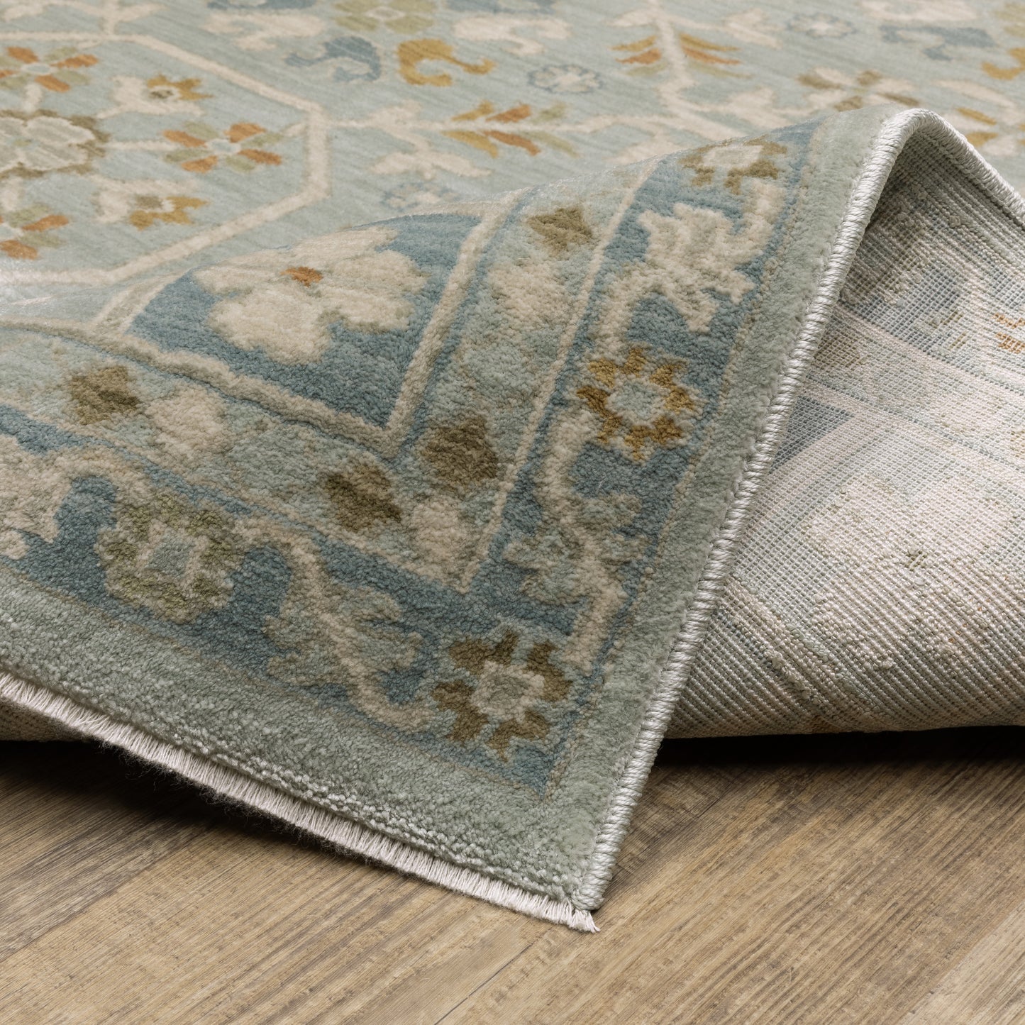 Maeve Floral Blue/ Grey Geometric Cut Pile Rug