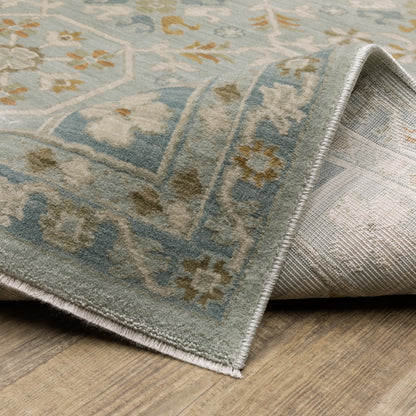Maeve Floral Blue/ Grey Geometric Cut Pile Rug