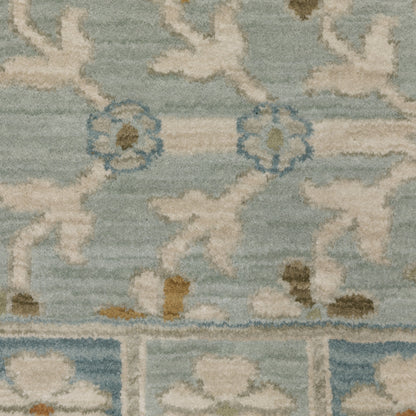 Maeve Floral Blue/ Grey Geometric Cut Pile Rug