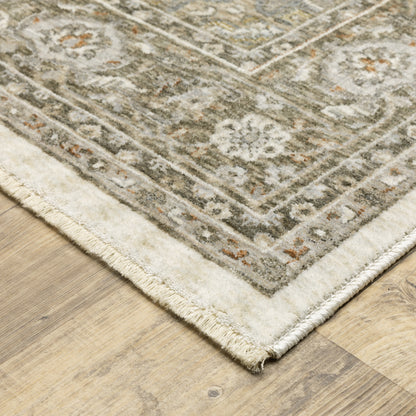 Maharaja Medallion Ivory/ Gold Oriental Cut Pile Rug