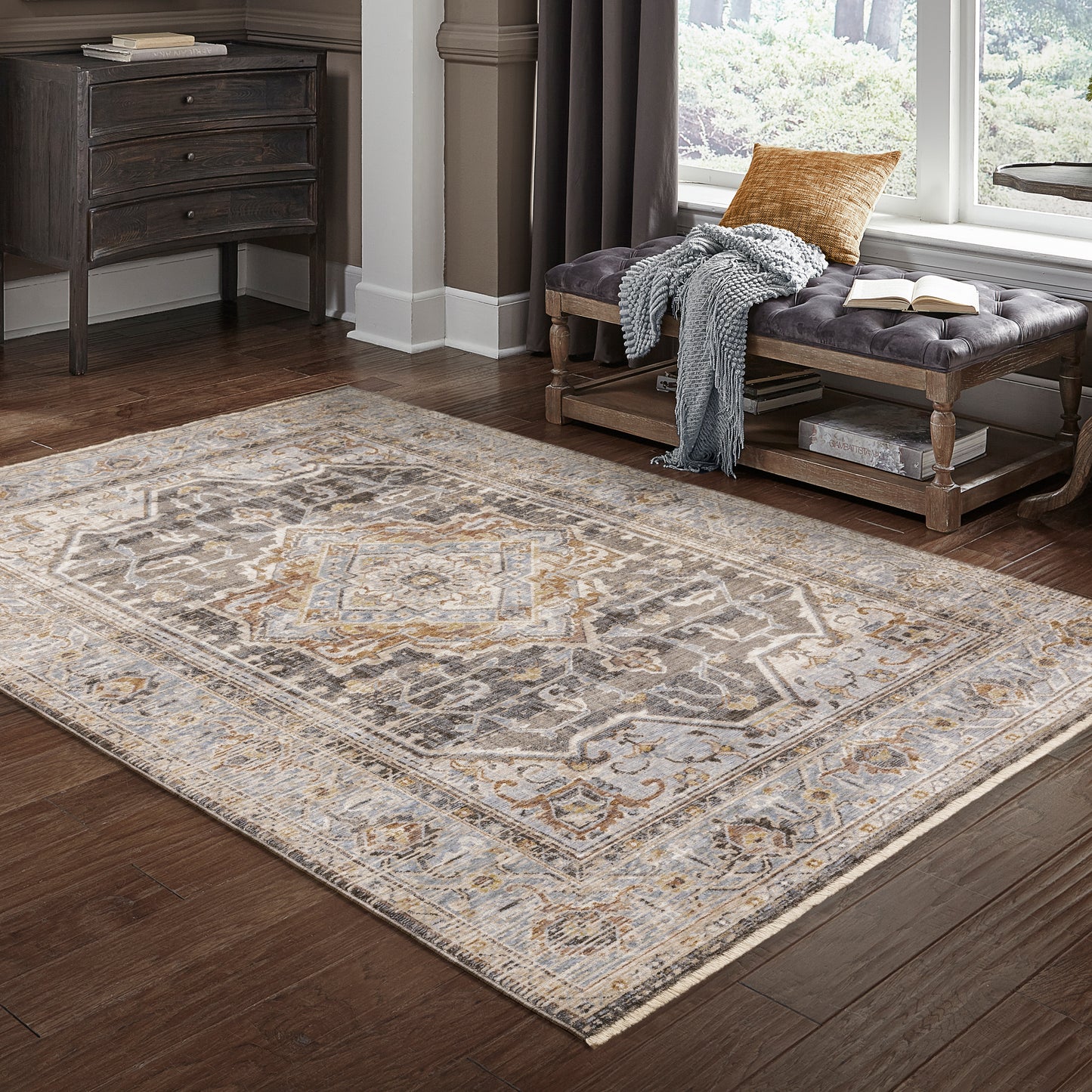 Maharaja 1803X Charcoal Medallion Rug