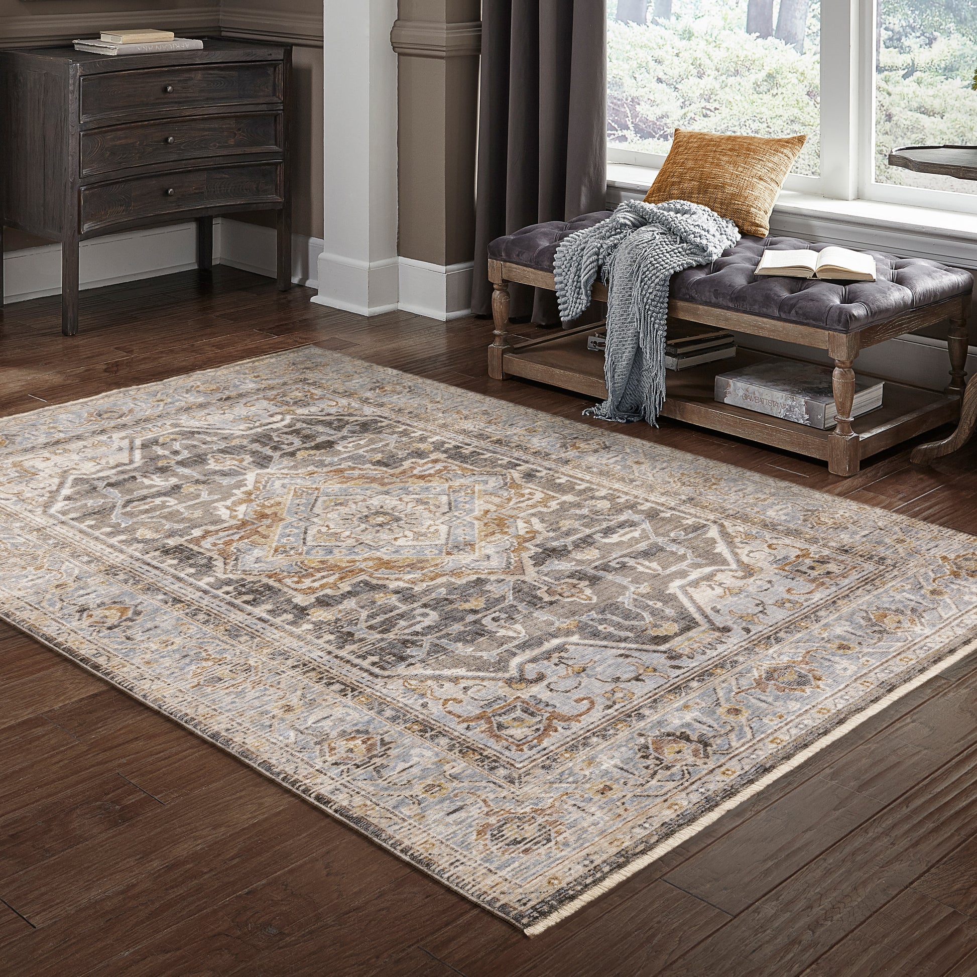 Maharaja 1803X Charcoal Medallion Rug
