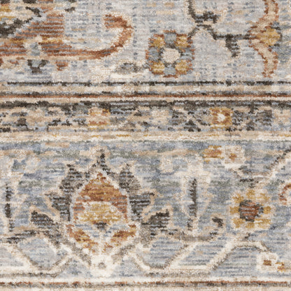 Maharaja Medallion Charcoal/ Blue Distressed Cut Pile Rug
