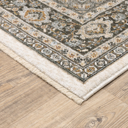 Maharaja Oriental Ivory/ Charcoal Cut Pile Rug