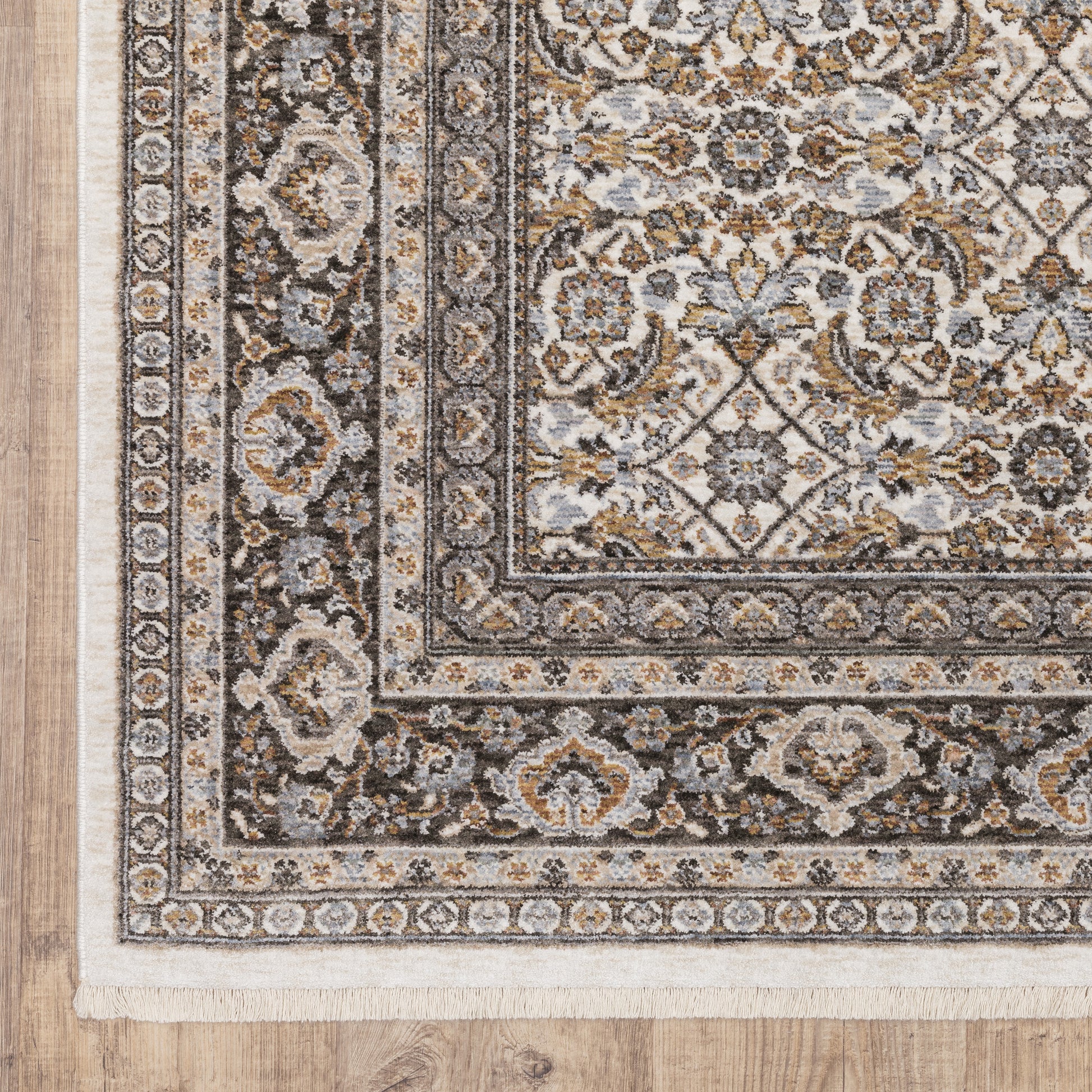 Maharaja Oriental Ivory/ Charcoal Cut Pile Rug