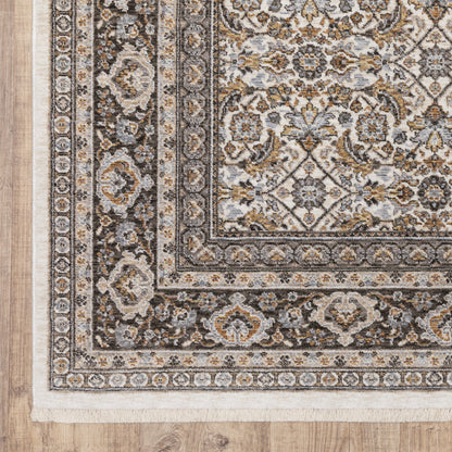 Maharaja Oriental Ivory/ Charcoal Cut Pile Rug