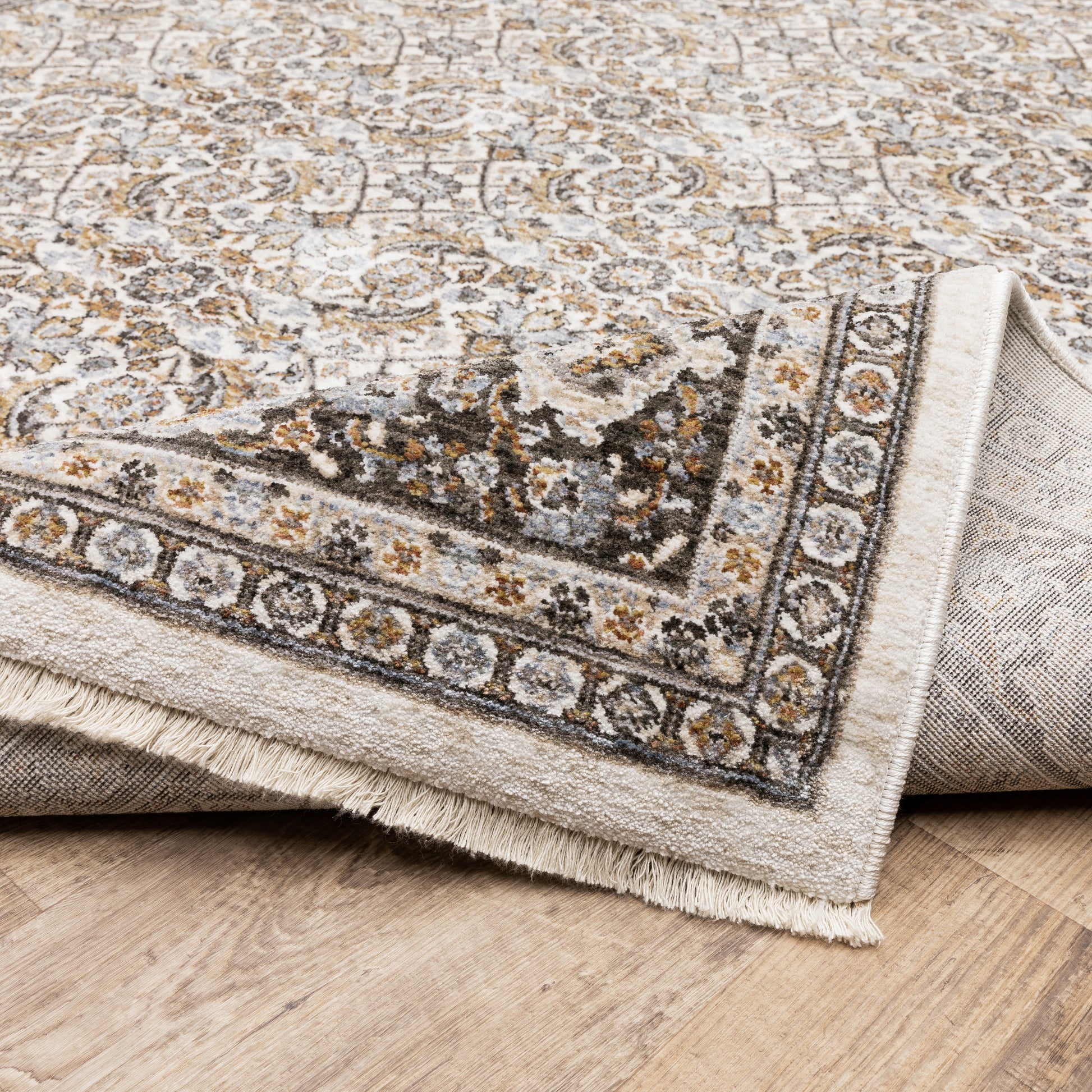 Maharaja Oriental Ivory/ Charcoal Cut Pile Rug