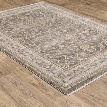 Maharaja Oriental Grey/ Gold Cut Pile Rug