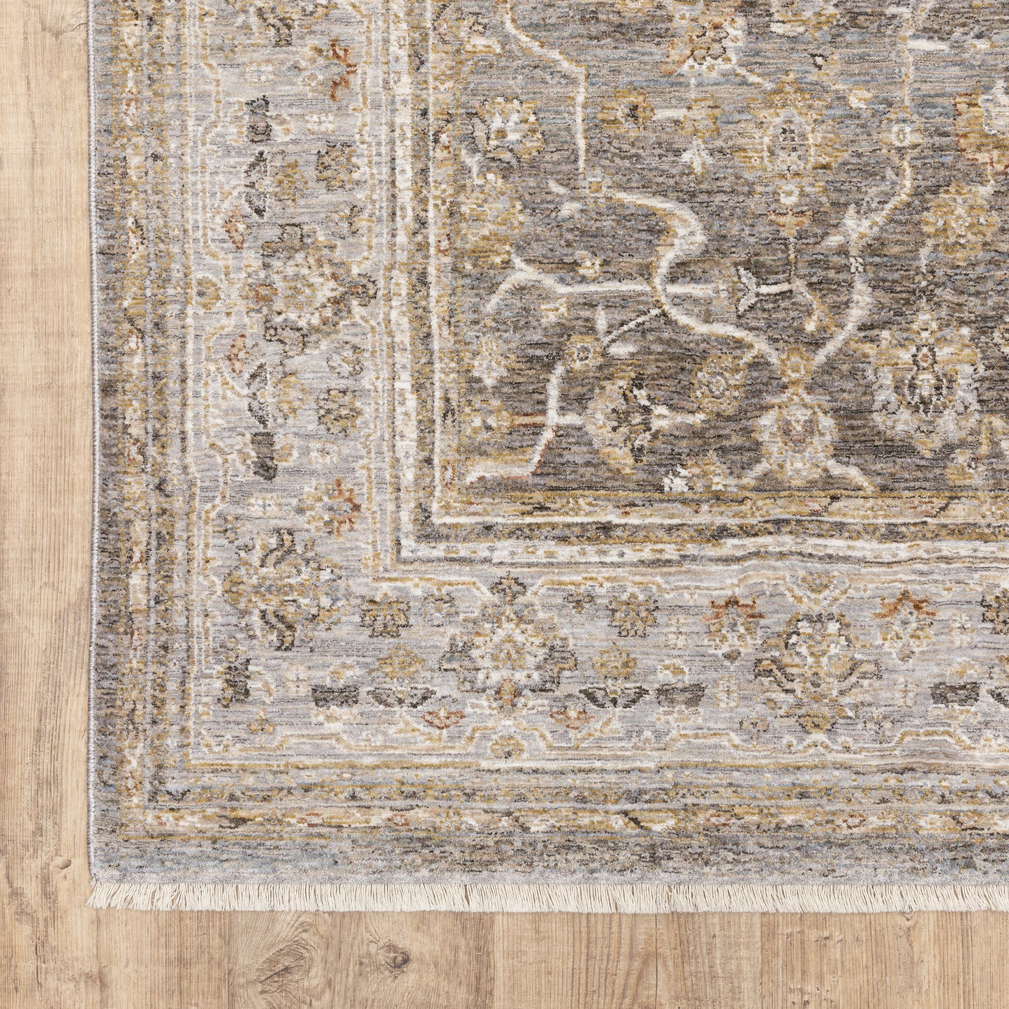 Maharaja Oriental Grey/ Gold Cut Pile Rug