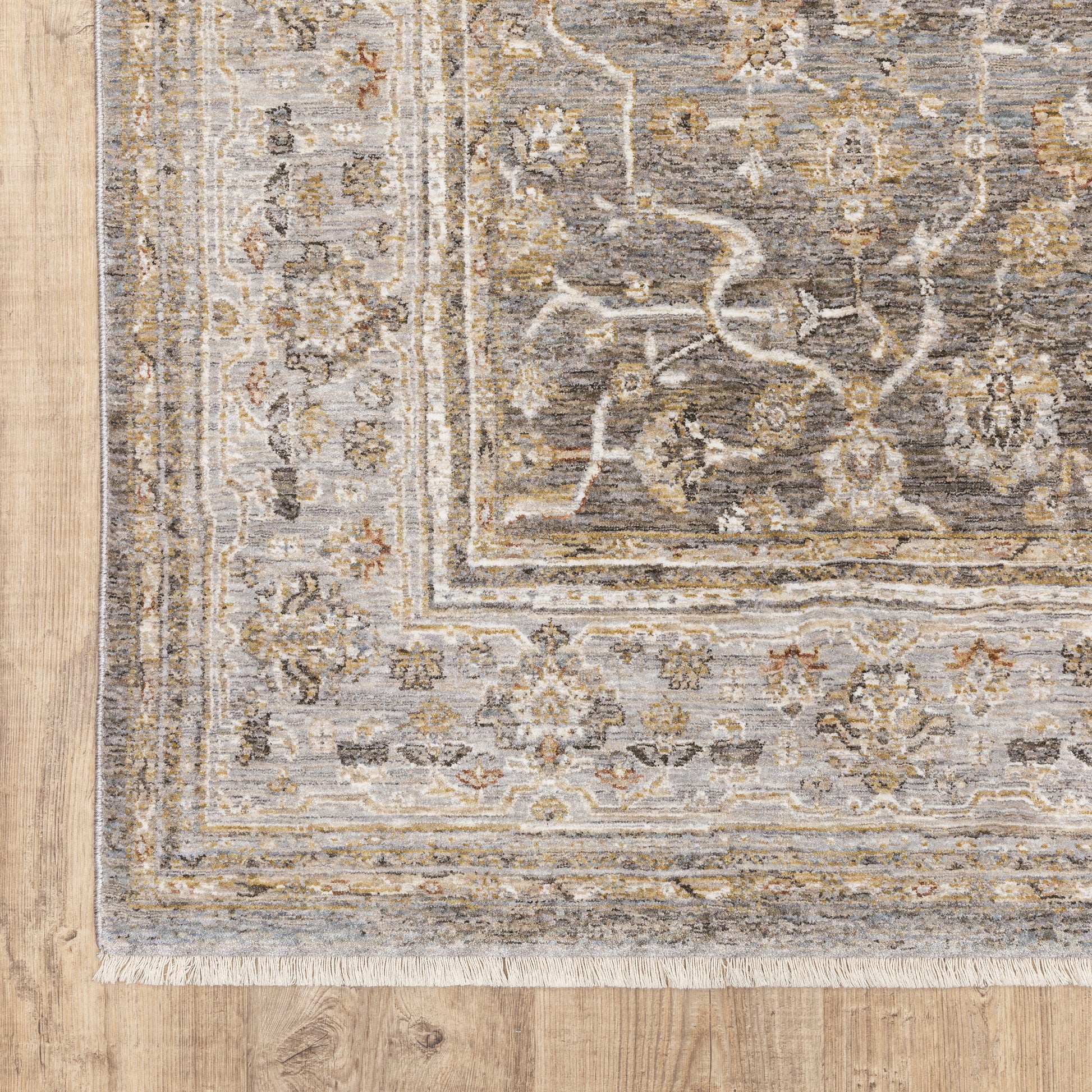 Maharaja Oriental Grey/ Gold Cut Pile Rug