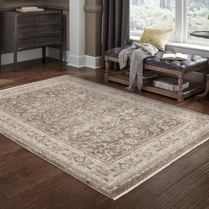 Maharaja Oriental Grey/ Gold Cut Pile Rug