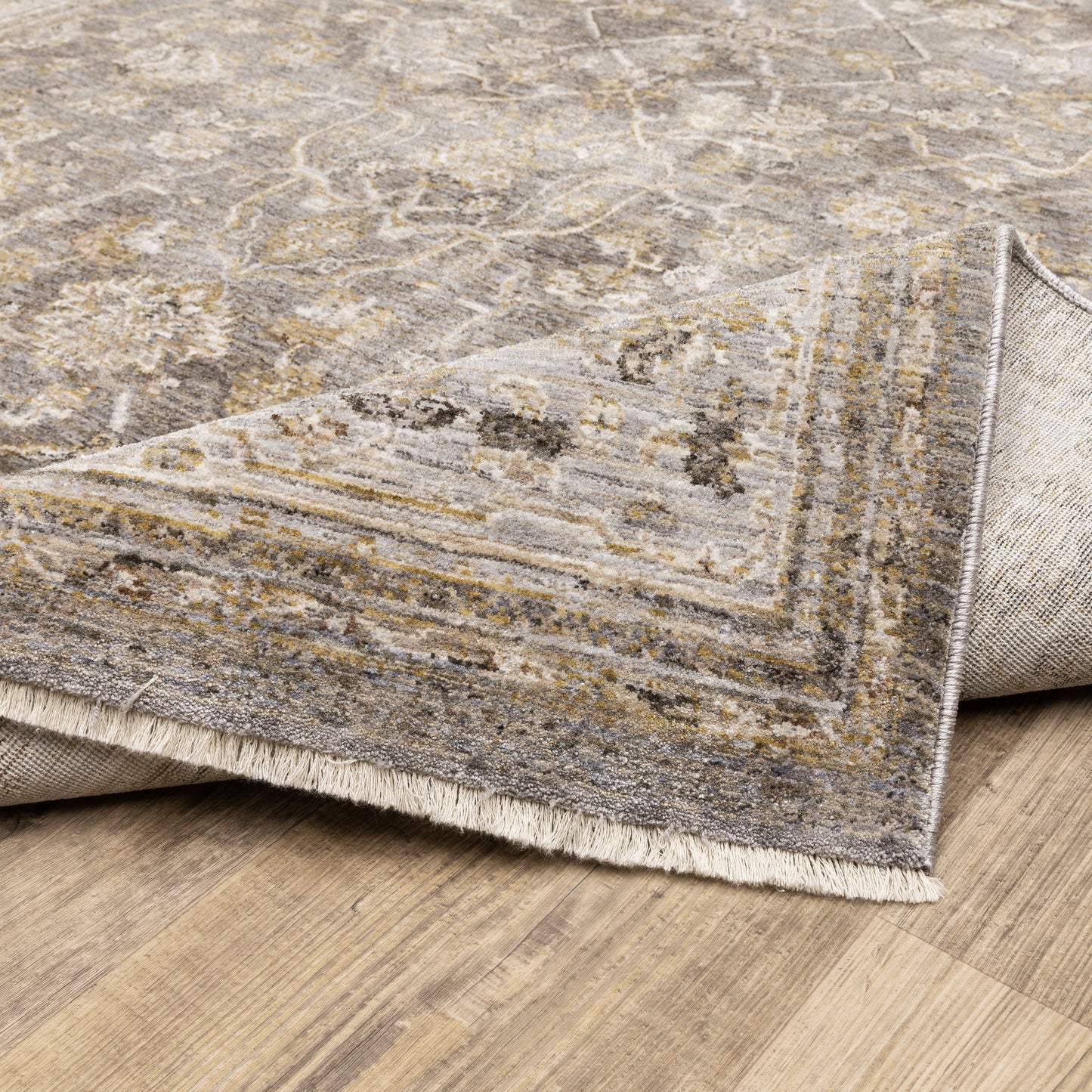 Maharaja Oriental Grey/ Gold Cut Pile Rug