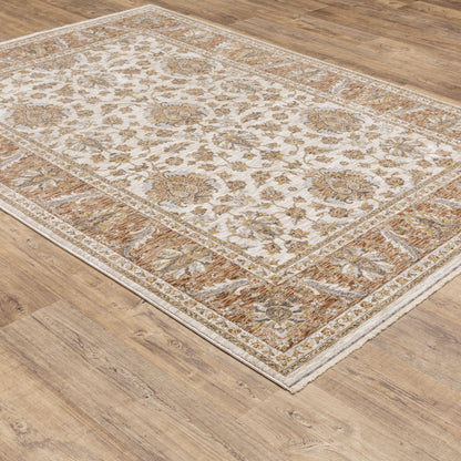 Maharaja Oriental Ivory/ Rust Cut Pile Rug