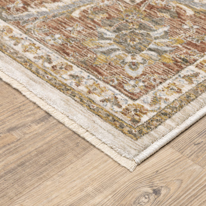 Maharaja Oriental Ivory/ Rust Cut Pile Rug