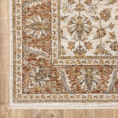 Maharaja Oriental Ivory/ Rust Cut Pile Rug