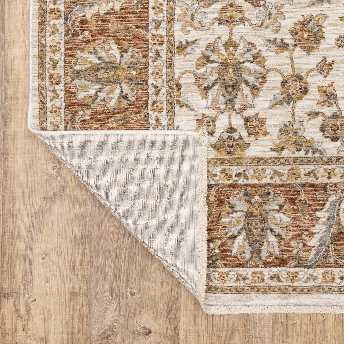 Maharaja Oriental Ivory/ Rust Cut Pile Rug