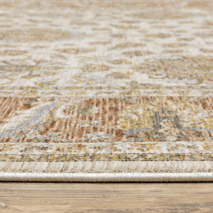 Maharaja Oriental Ivory/ Rust Cut Pile Rug