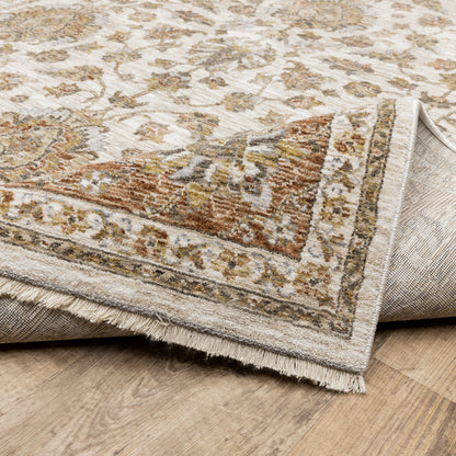 Maharaja Oriental Ivory/ Rust Cut Pile Rug