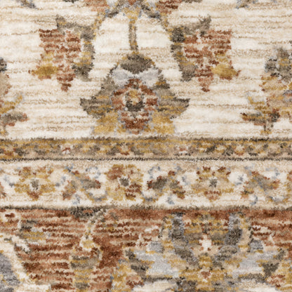 Maharaja Oriental Ivory/ Rust Cut Pile Rug