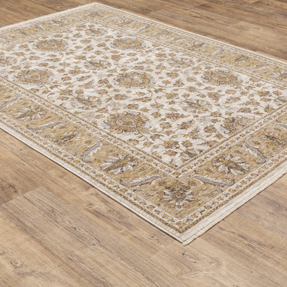 Maharaja Oriental Ivory/ Gold Cut Pile Rug