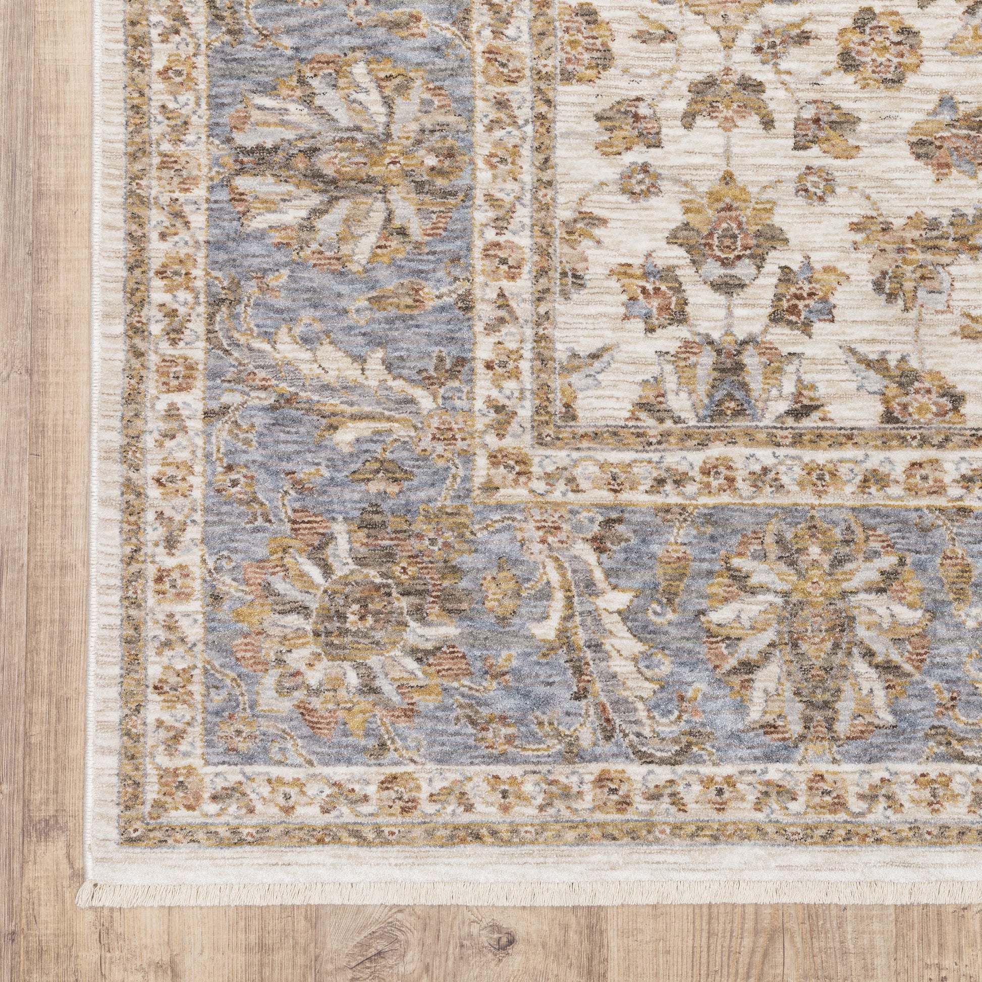 Maharaja Oriental Ivory/ Blue Cut Pile Rug