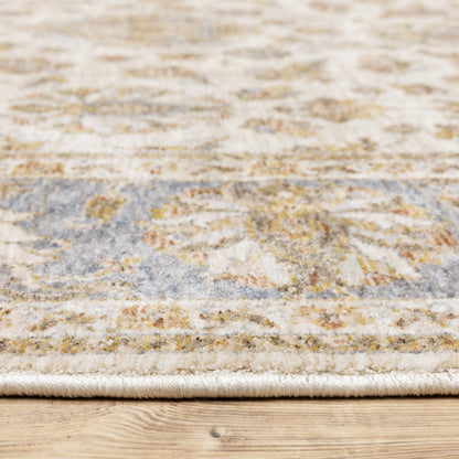 Maharaja Oriental Ivory/ Blue Cut Pile Rug