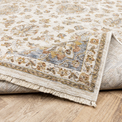 Maharaja Oriental Ivory/ Blue Cut Pile Rug