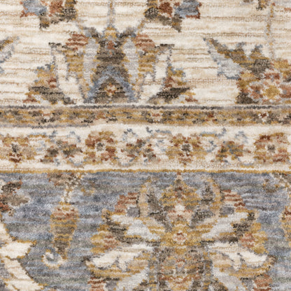 Maharaja Oriental Ivory/ Blue Cut Pile Rug
