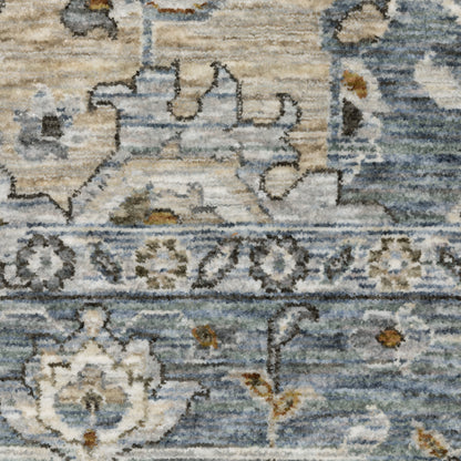 Maharaja Medallion Blue/ Ivory Oriental Cut Pile Rug