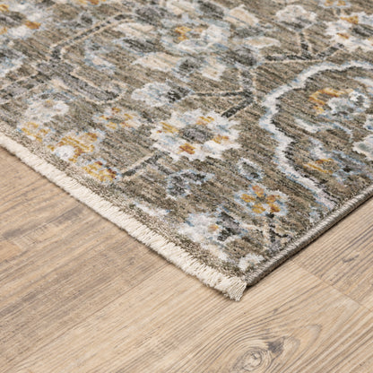 Maharaja Floral Grey/ Gold Cut Pile Rug