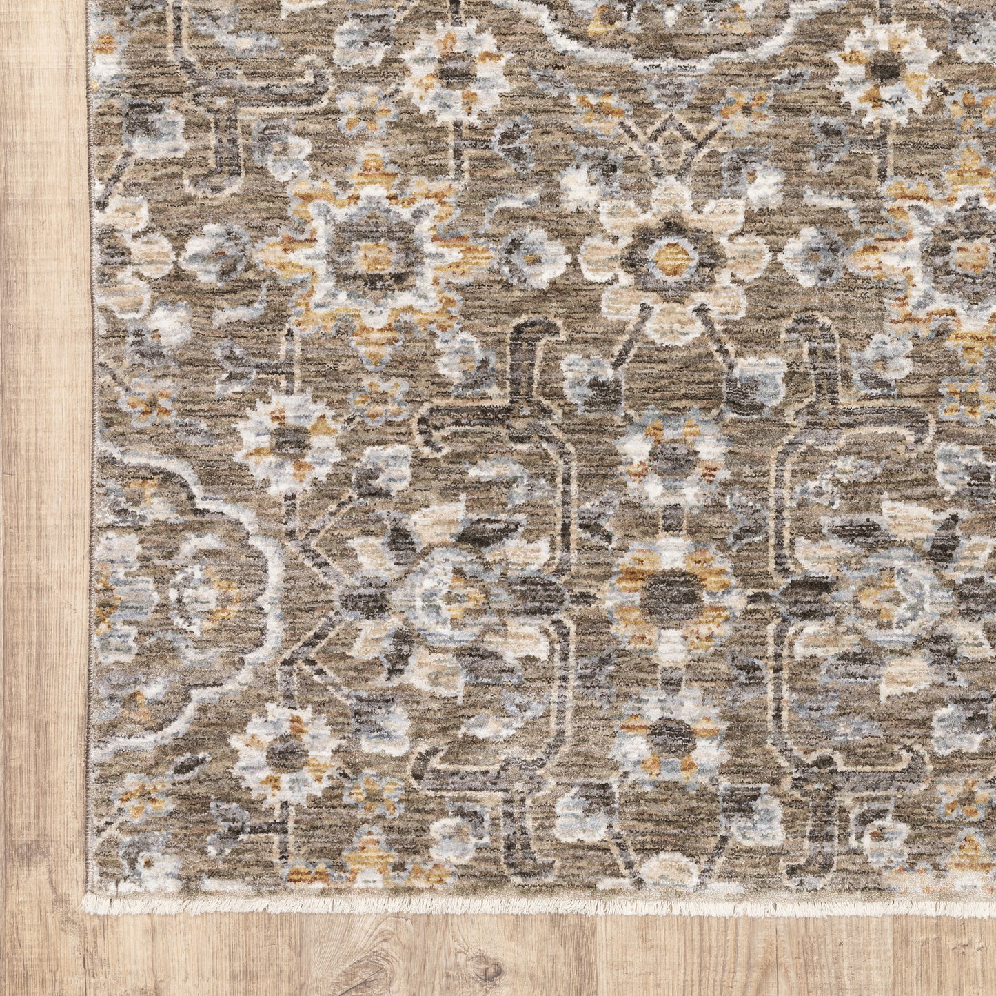 Maharaja Floral Grey/ Gold Cut Pile Rug