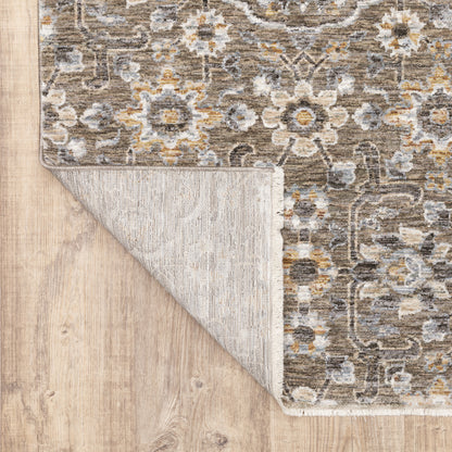 Maharaja Floral Grey/ Gold Cut Pile Rug