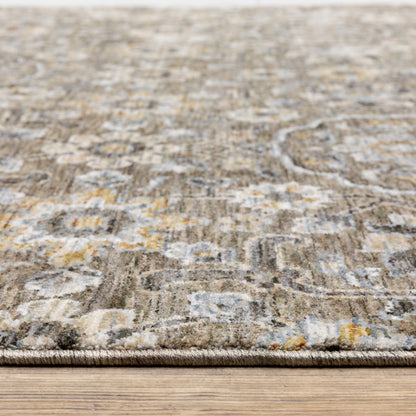 Maharaja Floral Grey/ Gold Cut Pile Rug