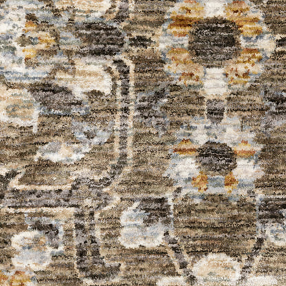 Maharaja Floral Grey/ Gold Cut Pile Rug