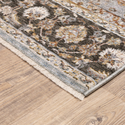 Maharaja Medallion Ivory/ Blue Oriental Cut Pile Rug