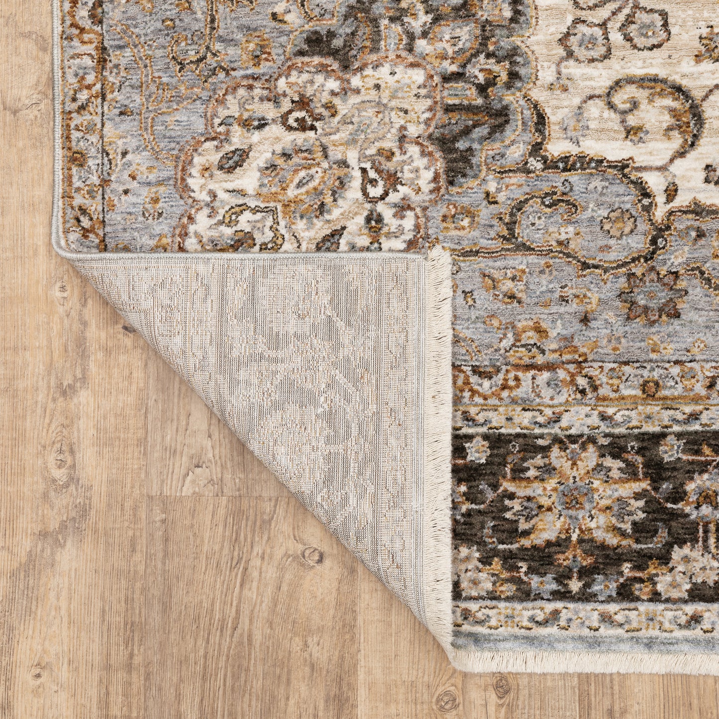Maharaja Medallion Ivory/ Blue Oriental Cut Pile Rug