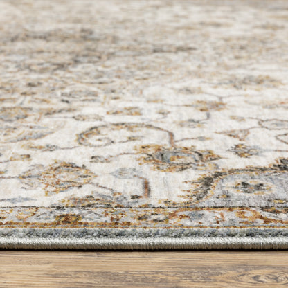 Maharaja Medallion Ivory/ Blue Oriental Cut Pile Rug