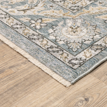 Maharaja Oriental Blue/ Ivory Cut Pile Rug