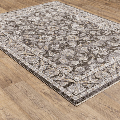 Maharaja Oriental Charcoal/ Ivory Cut Pile Rug