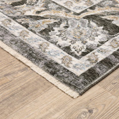 Maharaja Oriental Charcoal/ Ivory Cut Pile Rug